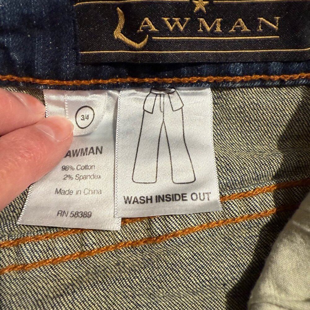 Lawman Women's Vintage Denim button & zip front straight leg jeans, size 3/4 - Picture 6 of 11
